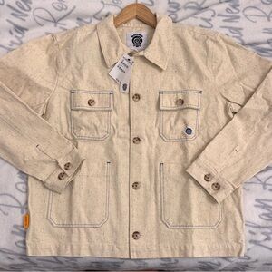 Men's Beige Speckled ROUND TWO button up Jacket NWT SIZE SMALL